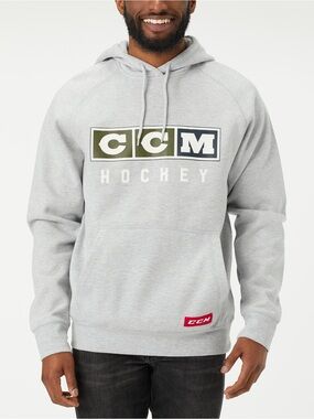 CCM Men’s Light Gray Hoodie with Olive and Navy Logo
